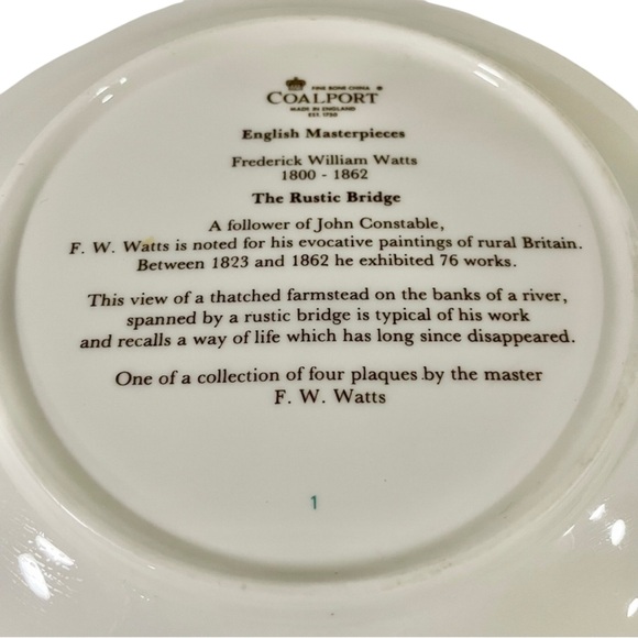 Coalport Collector Plate THE RUSTIC BRIDGE From ENGLISH MASTERPIECES F.W. Watts - Picture 3 of 5